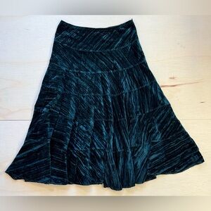 VTG Necessary Objects Ady Gluck-Frankel Velvet MIDI Tiered Skirt dark emerald S